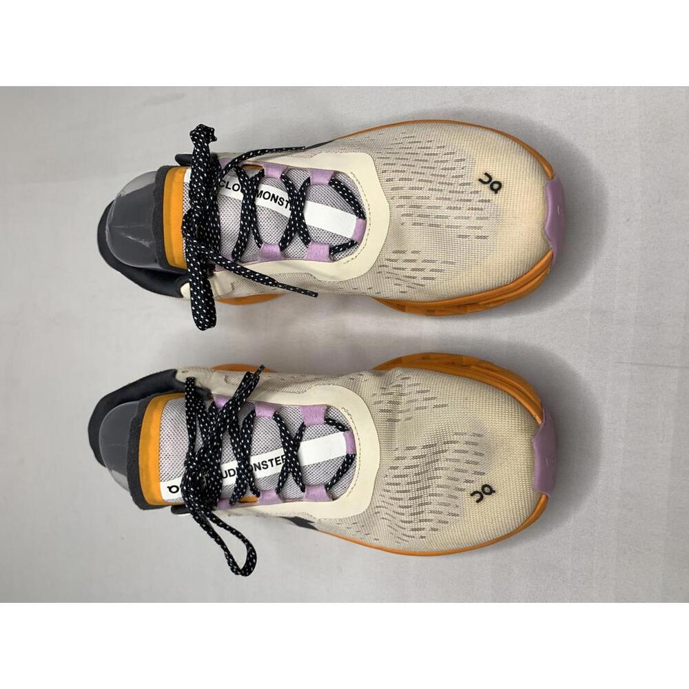 Women's ON CLOUDMONSTER Size 8.5 Fawn Turmeric Orange White Running Shoes P152 - Picture 2 of 14